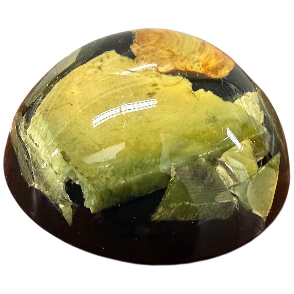 New Zealand Made Resin Paperweight Natural Elements Green Yellow Orb Vintage